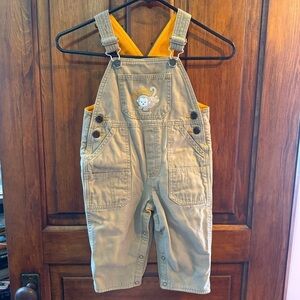 Please Mum Y2K Khaki Boys Overalls Fleece-Lined Size 18 Months Go Bananas Patch